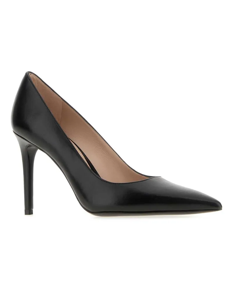 Stuart Weitzman Women's Black Leather Stuart Pumps Scarpe Con Tacco High Heel Shoes Black
