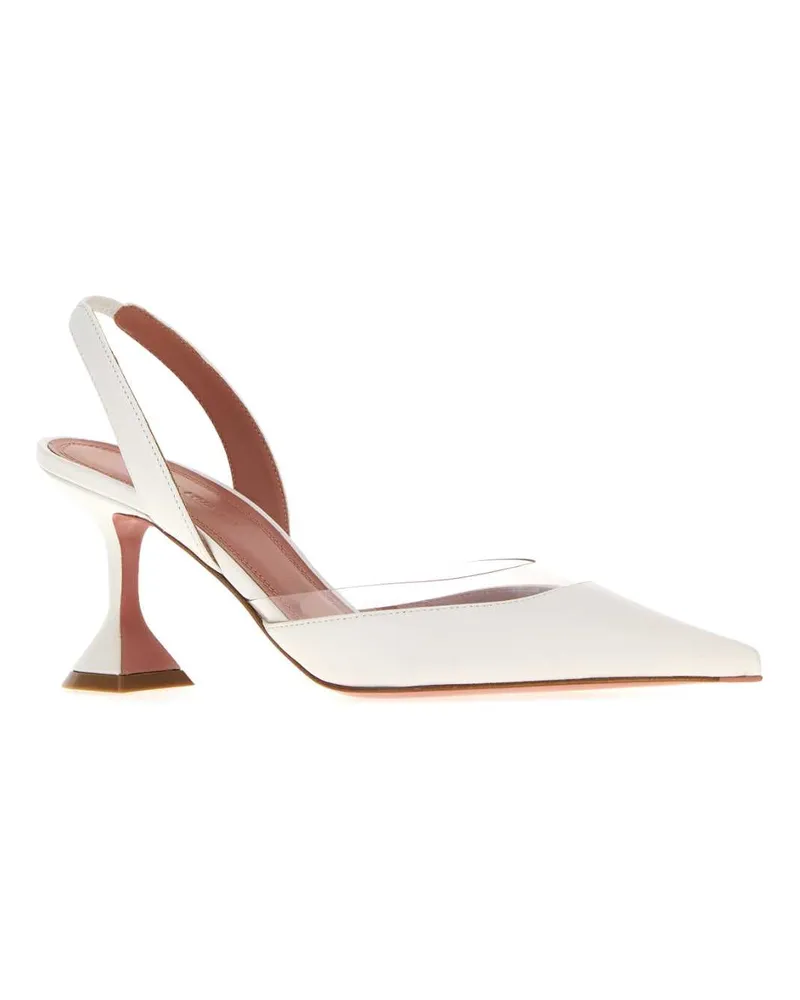 Amina Muaddi Women's White Nappa Leather Lara Pumps Whitra Scarpe Con Tacco High Heel Shoes White