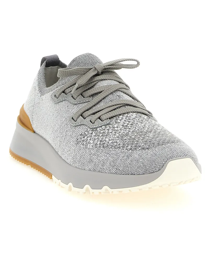 Brunello Cucinelli Men's Gray Cotton Athletic Sneakers Gray