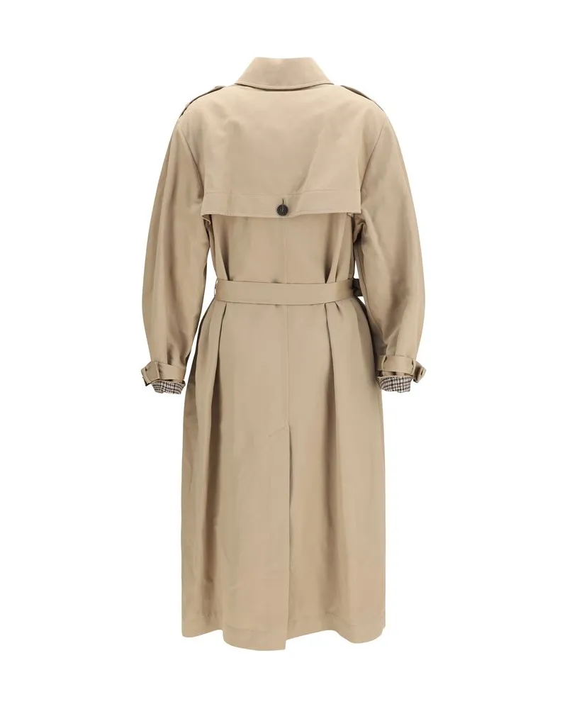 Brunello Cucinelli Double-Breasted Cotton Trench Coat — Beige Beige