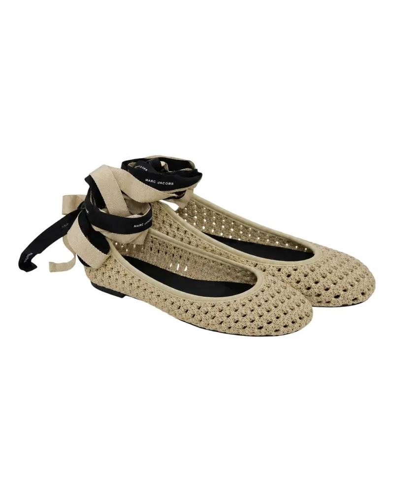 Marc Jacobs Women's The Logo Ribbon Ballerinas -  Synthetic Beige Shoes Flat-Shoes Beige