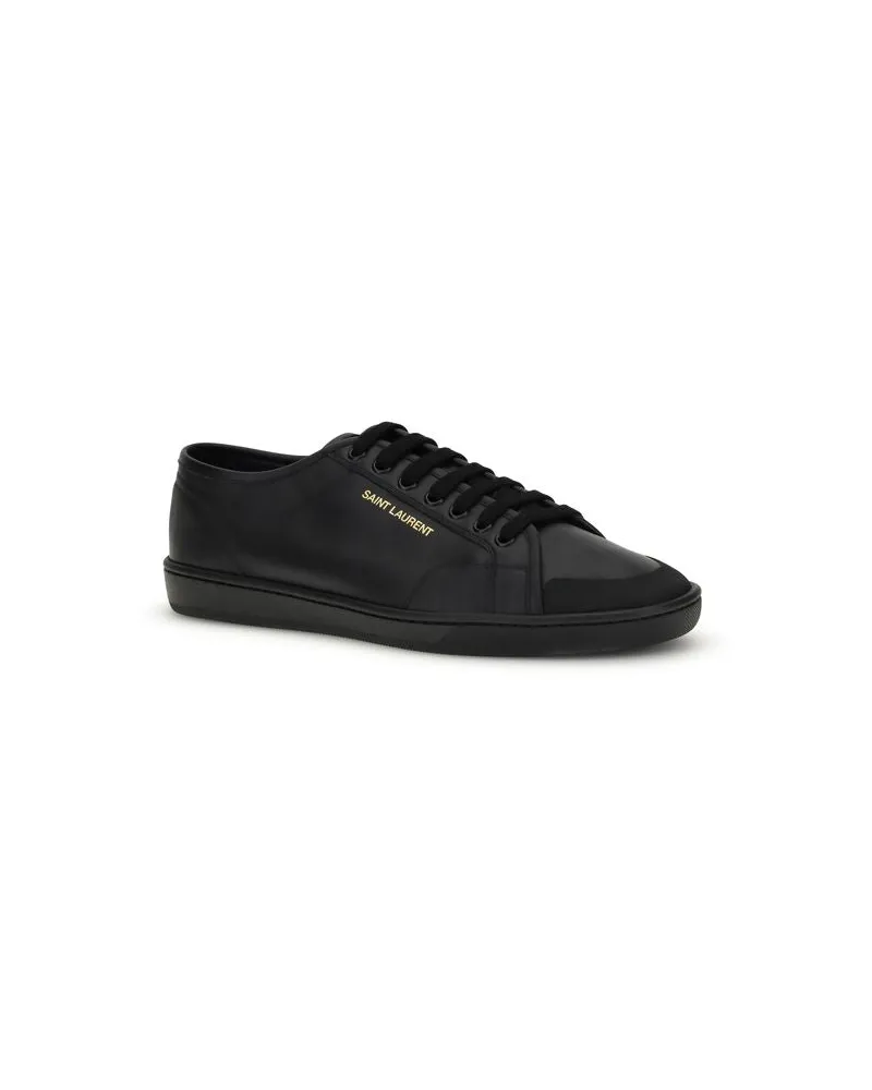 Saint Laurent Men's Black Calf Leather Bos Taurus Sneakers Black