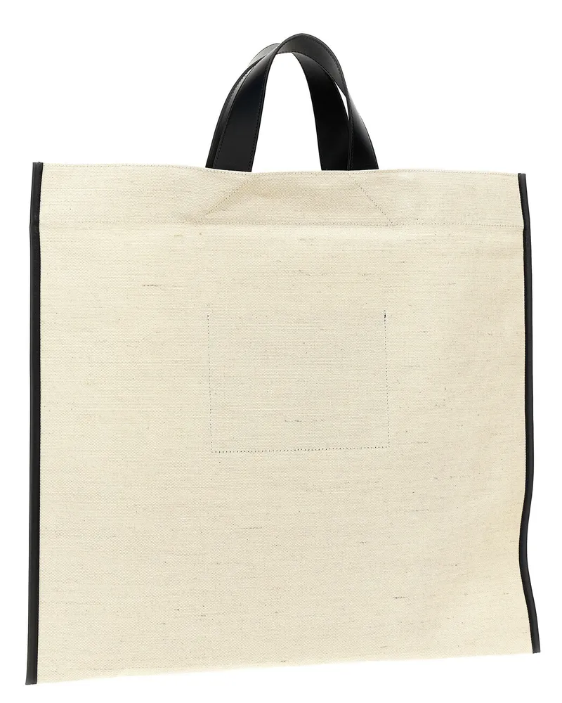 Jil Sander Canvas with Leather Trim Tote Bag — Beige Beige