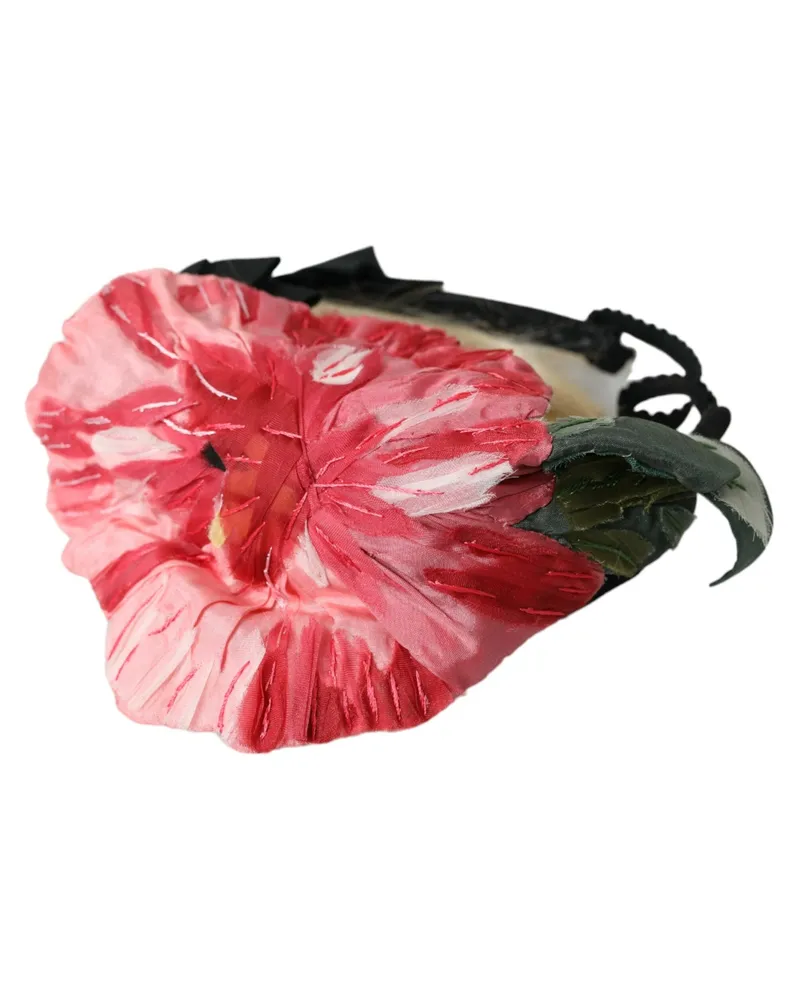 Dolce & Gabbana Women's Black Viscose White Hair Parrucchiera Headband Diadem Silk Nylon Elastane Accessory Black