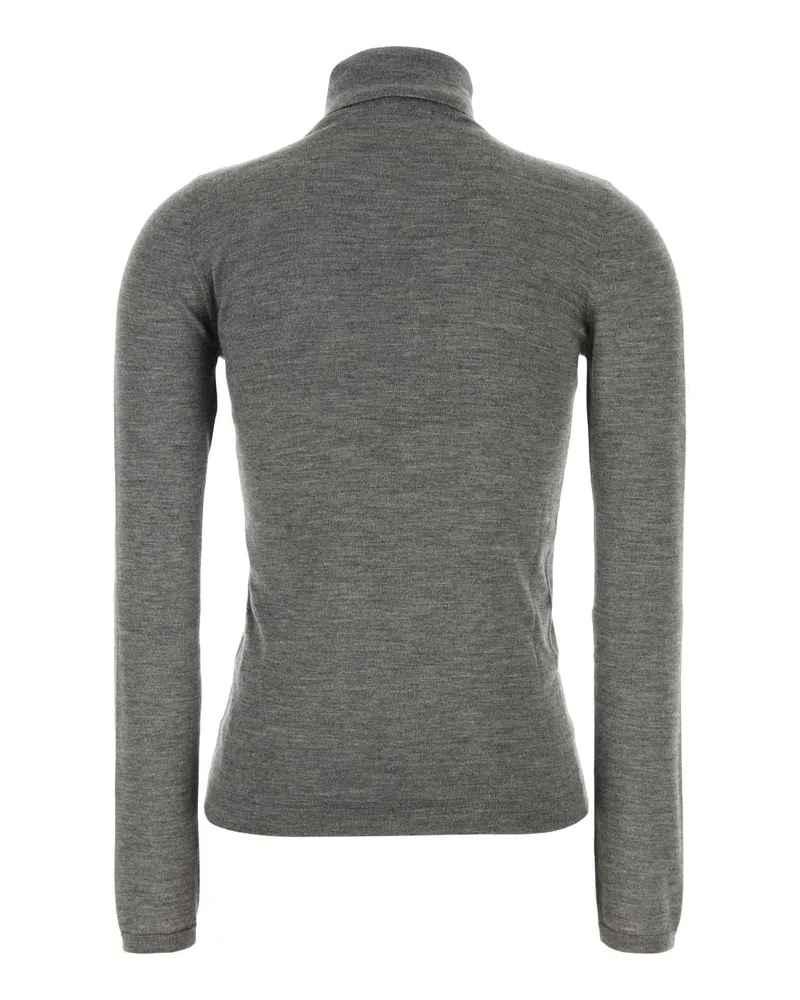 Brunello Cucinelli Women's Grey Cashmere Blend Sweater C074 Exterior: Silk Maglieria Gray