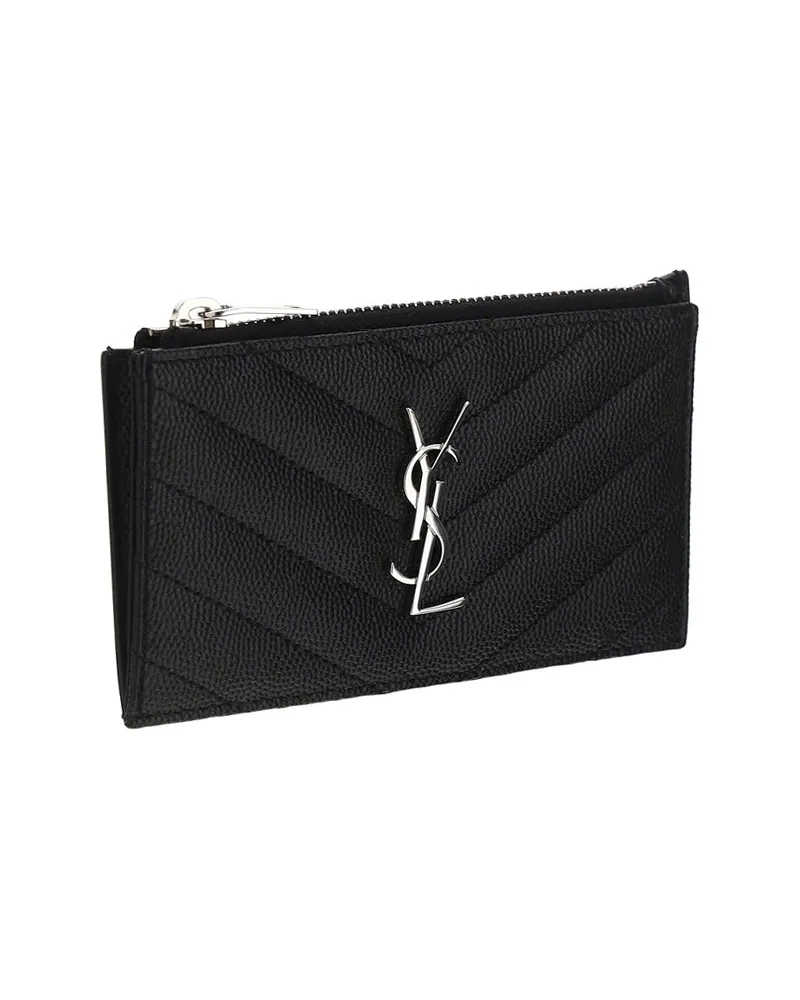 Saint Laurent Quilted Leather Cardholder Wallet — Black Black