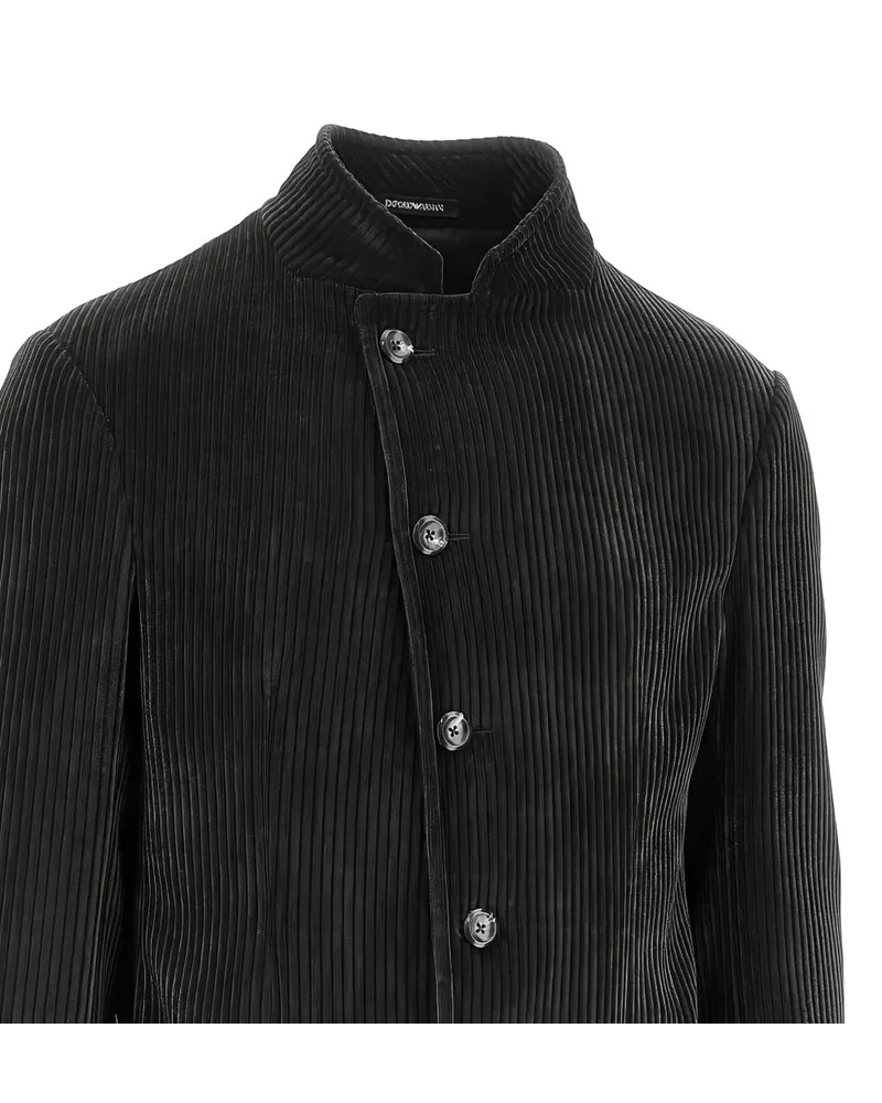 Emporio Armani Ribbed Wool Blazer — Black Black