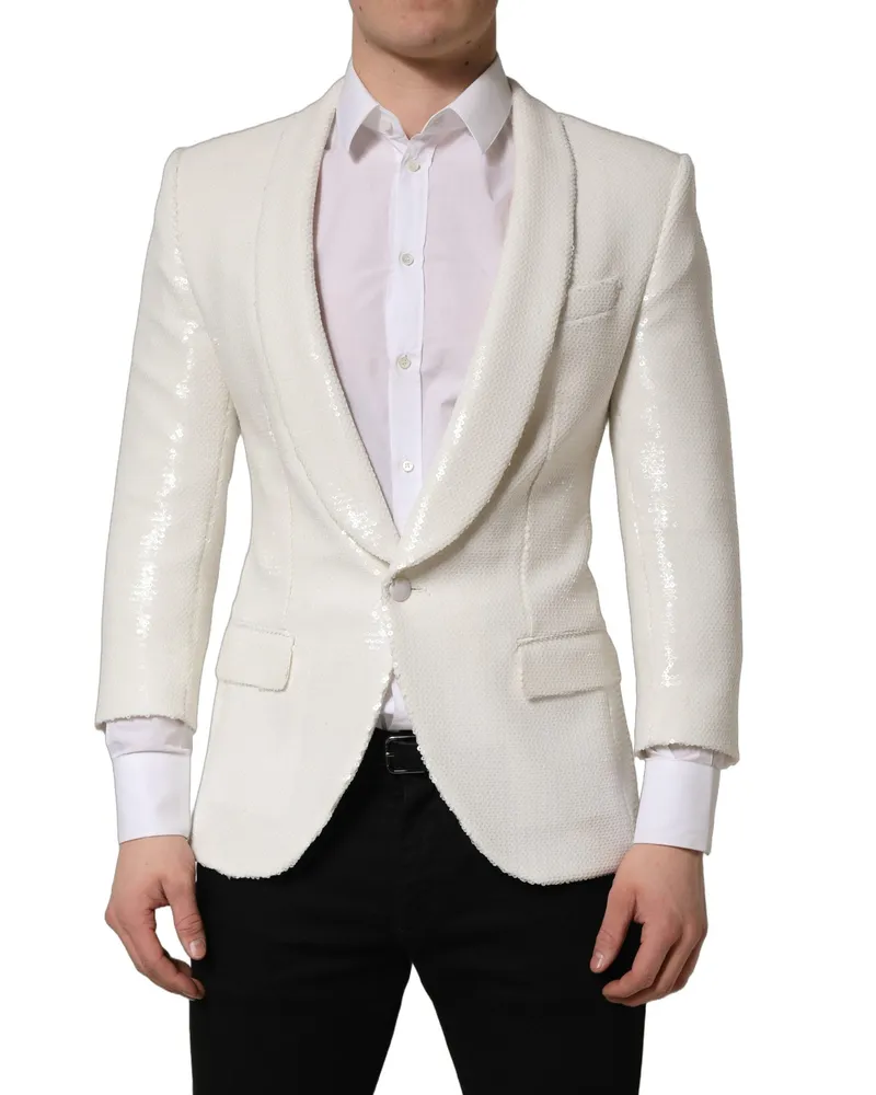 Dolce & Gabbana Men's White Viscose Single Breasted Blazer Jacket Polyester Clothing White