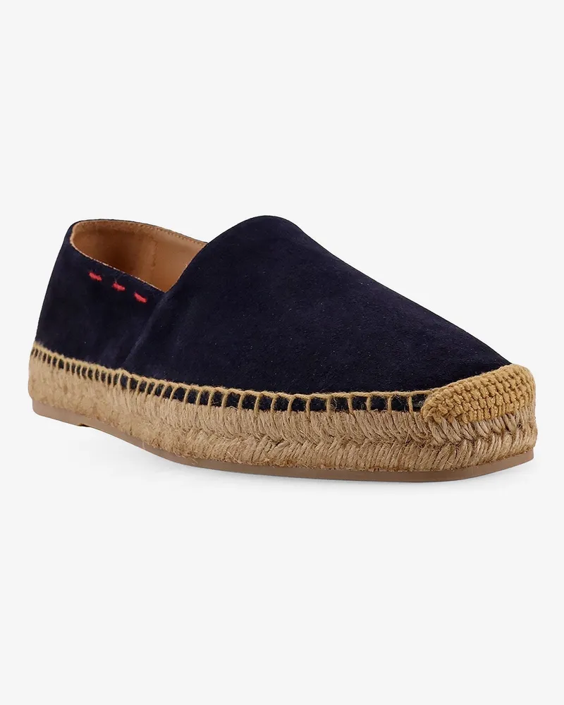Kiton Men's Suede Espadrilles With Iconic Stitching Blue Suede-Raffia Suede/raffia Flat Shoes Blue