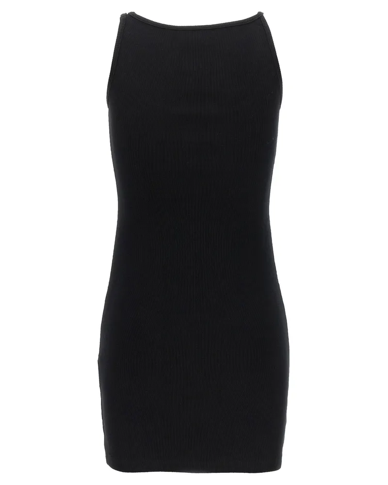 OFF-WHITE Logo-Embroidered Ribbed Dress — Black Black