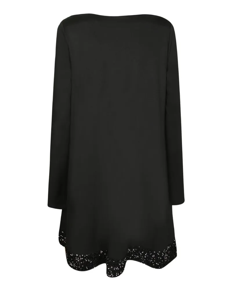 Emporio Armani Sequin-Trim A-Line Midi Dress — Black Black