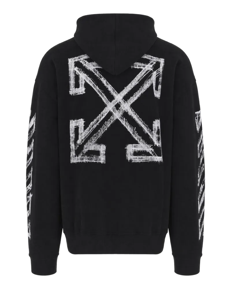 OFF-WHITE Men's Hooded Sweatshirt Black Cotton Sweatshirts Sweater Black