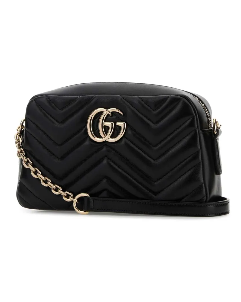 Gucci Women's Black Nappa Leather Gg Marmont Crossbody Bag Blackblackblack Lamb Borse A Tracolla Black