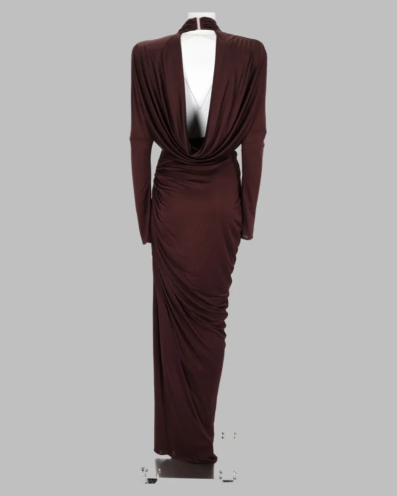 Balmain Draped Jersey Dress — Brown Brown