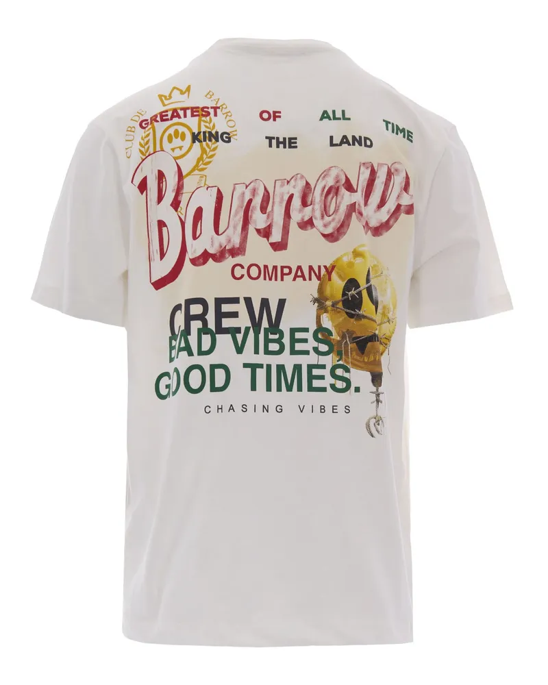 BARROW Men's T-Shirt Bad Vibes Good Times Coconut Cotton T-Shirts And Polos White