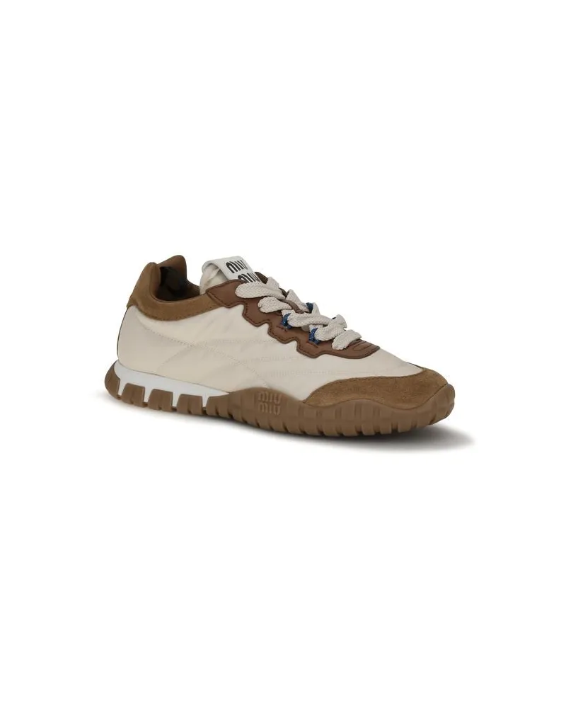 Miu Miu Women's Beige Polyamide Athletic Sneakers Beige