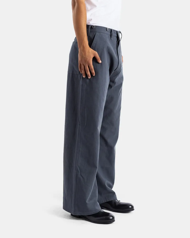 Taiga Takahashi Men's Wide-Leg Cotton Work Trousers Charcoal Grey Gray Gray