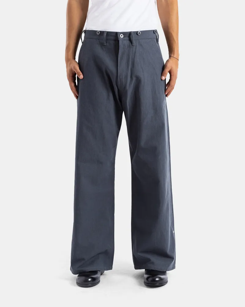 Taiga Takahashi Men's Wide-Leg Cotton Work Trousers Charcoal Grey Gray Gray