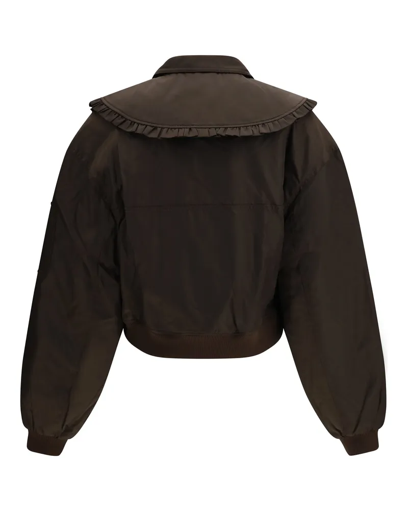 Ganni Women's Duchesse Nylon Bomber Jacket Demitasse Polyamide; Polyurethane Brown
