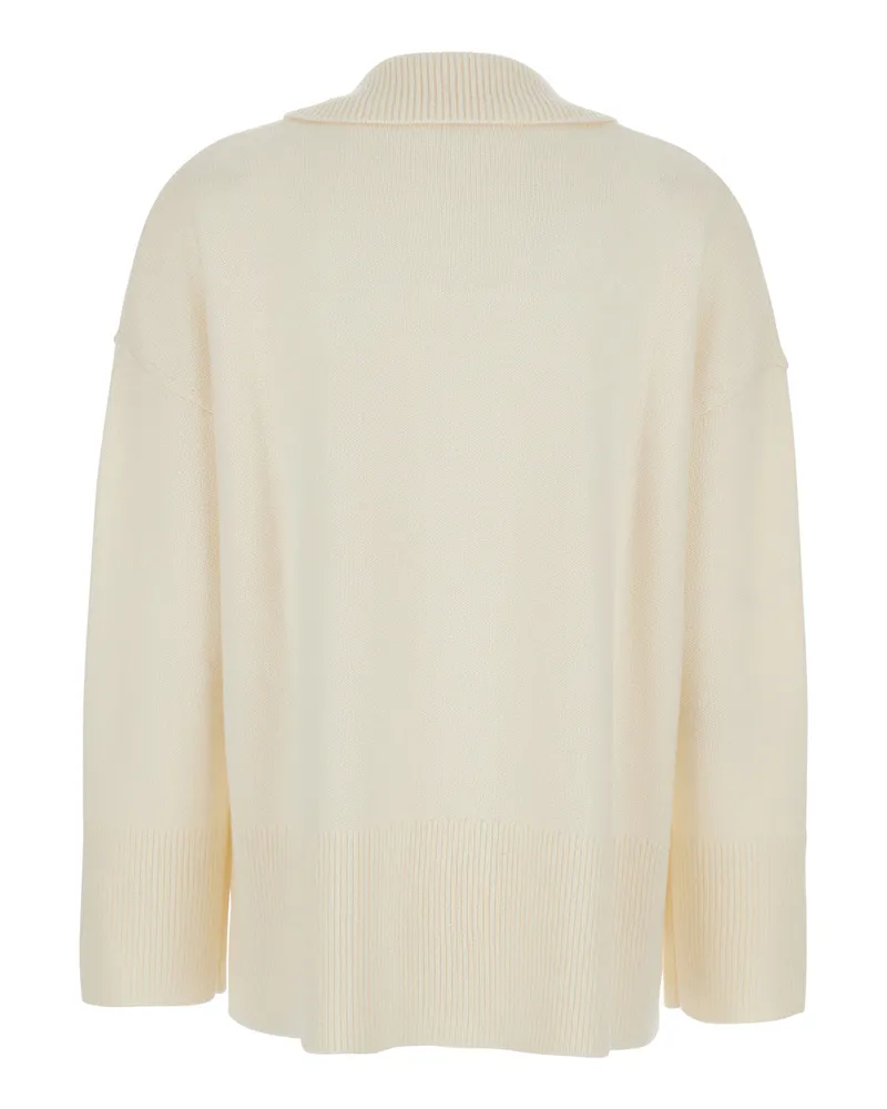 P.A.R.O.S.H. Women's White Sweater With Polo Collar Wool Top White