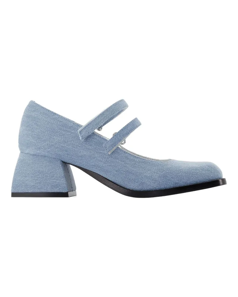 NODALETO Women's Bulla Bacara Pumps -  Blue Leather Canvas Shoes Blue