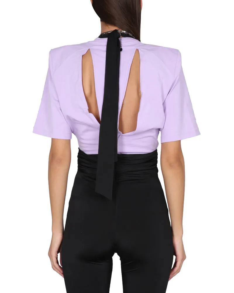 ATTICO Cut-Out Detail T-Shirt — Purple Purple