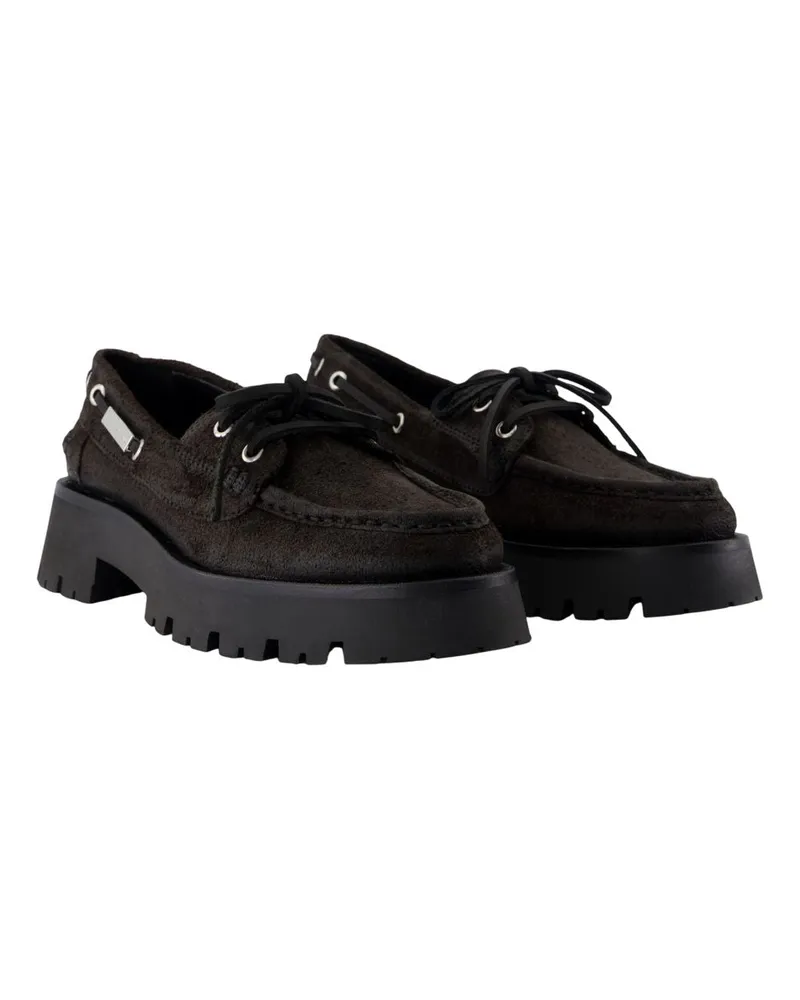 Alexander Wang Women's Carson Boat Loafers -  Leather Chocolate Brown Calfskin Shoes Flat-Shoes Black