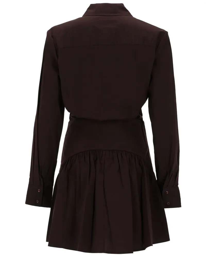 STAUD Cotton Blend Mini Dress — Brown Brown