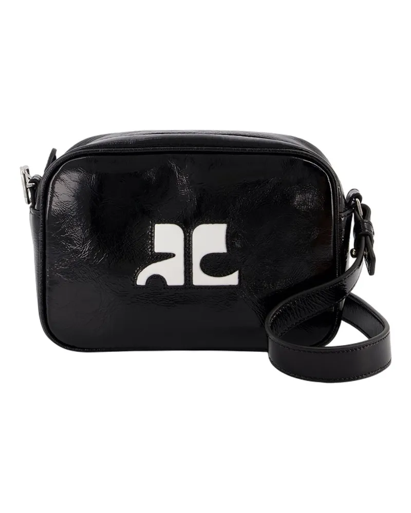 Courrèges Women's Reedition Camera Crossbody -  Leather Black Calfskin Bags Shoulder-Hobo-Bags Black