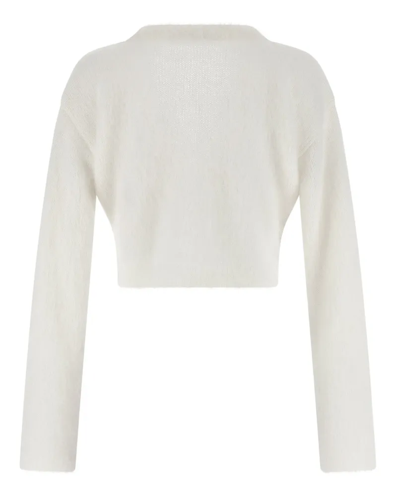 Alessandra Rich Embroidered Mohair Alpaca-Wool Blend Cardigan — white White