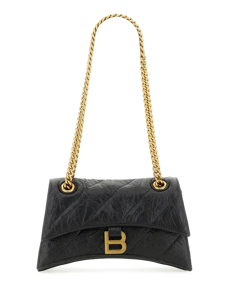 Balenciaga Women's Shoulder Bag Crush Black Leather Black