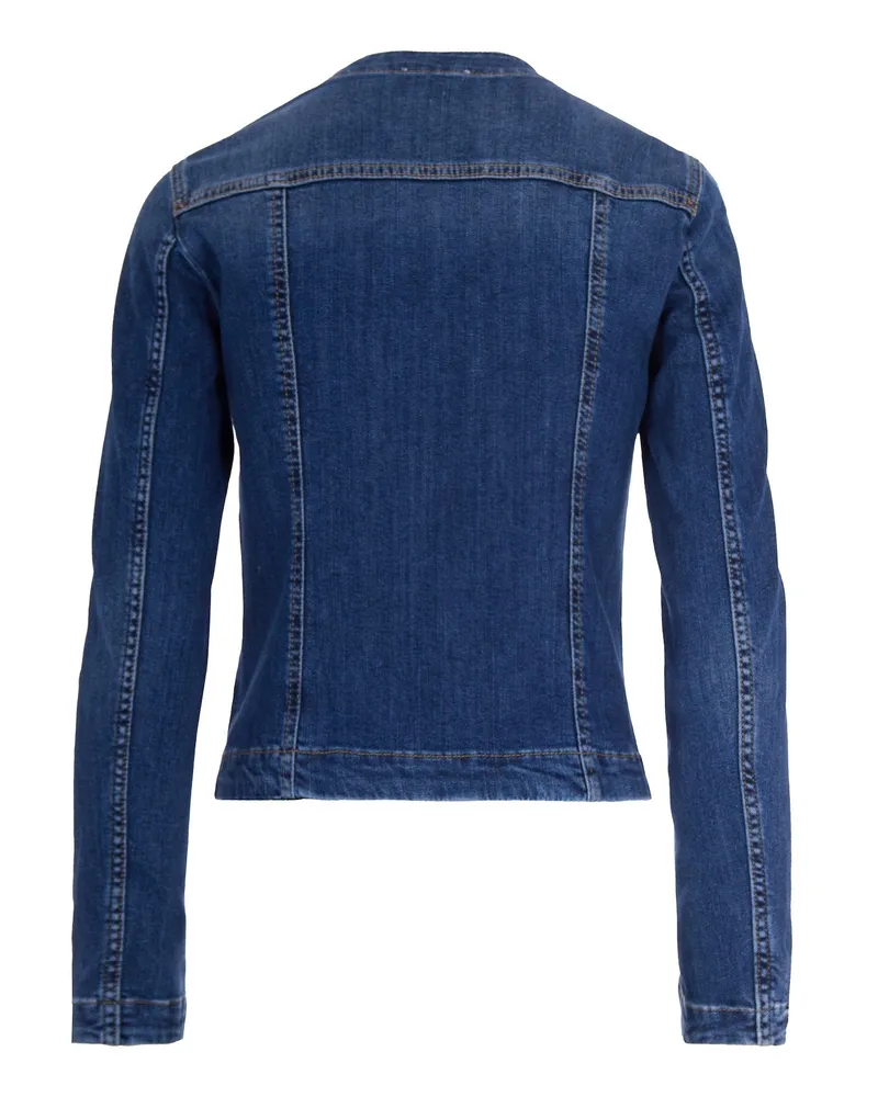 Liu Jo Women's Denim Jacket Dark Blue With Logo Buttons Cotton Blue