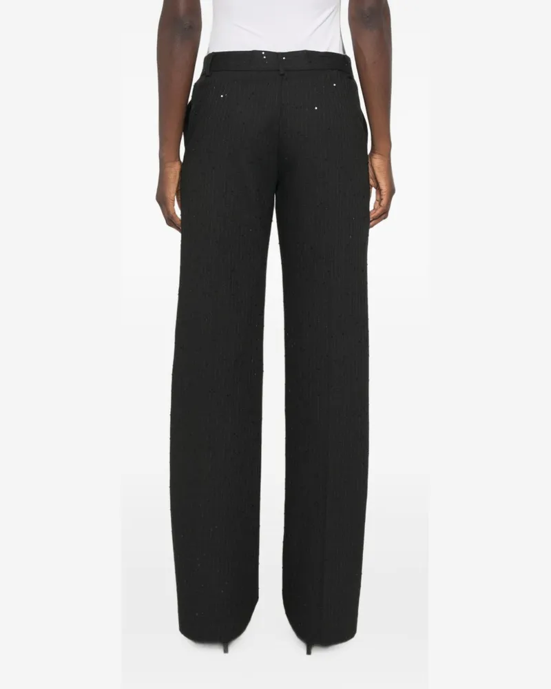 Ermanno Scervino Sequin-Embellished Pinstripe Trousers — Black Black
