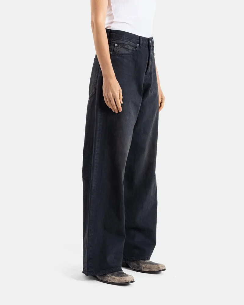 Balenciaga Men Wide Black Japanese Denim Jeans Black