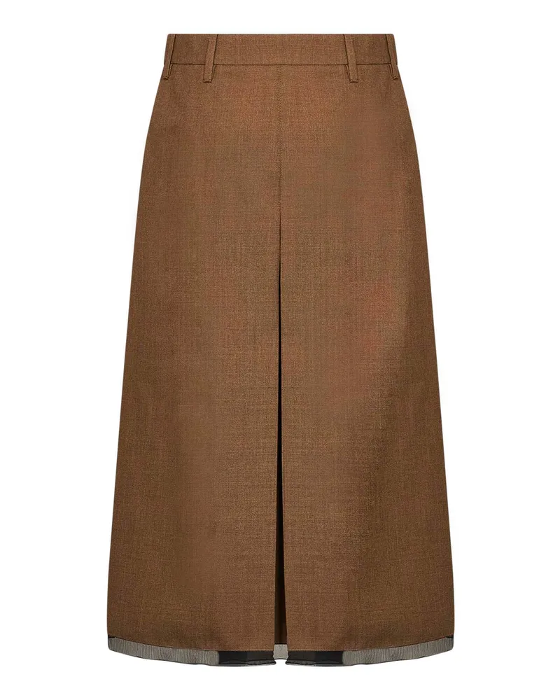 Prada Women's Midi Skirt Virgin Wool Camel Camel