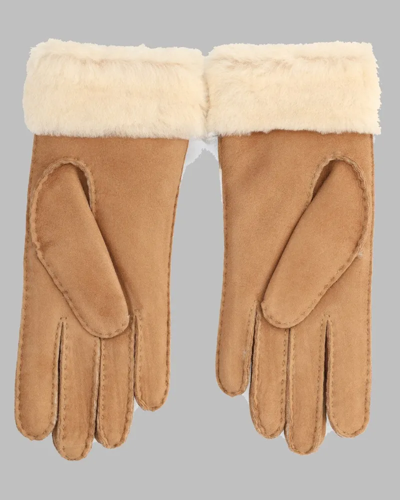 UGG Shearling Turn Cuff Gloves — Beige Beige