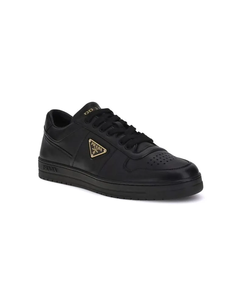 Prada Men's Black Calf Leather Bos Taurus Low Top Sneakers Black