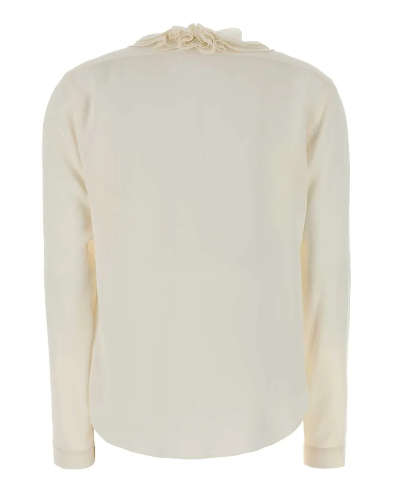 Alberta Ferretti Ruffle-Trimmed Crepe Blouse — White White