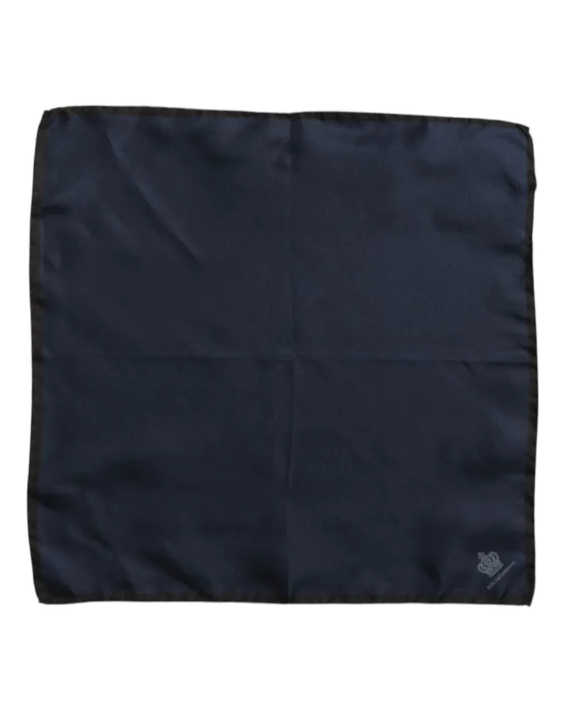 Dolce & Gabbana Blue Dg Crown Silk Square Men Foulard Scarf Navy