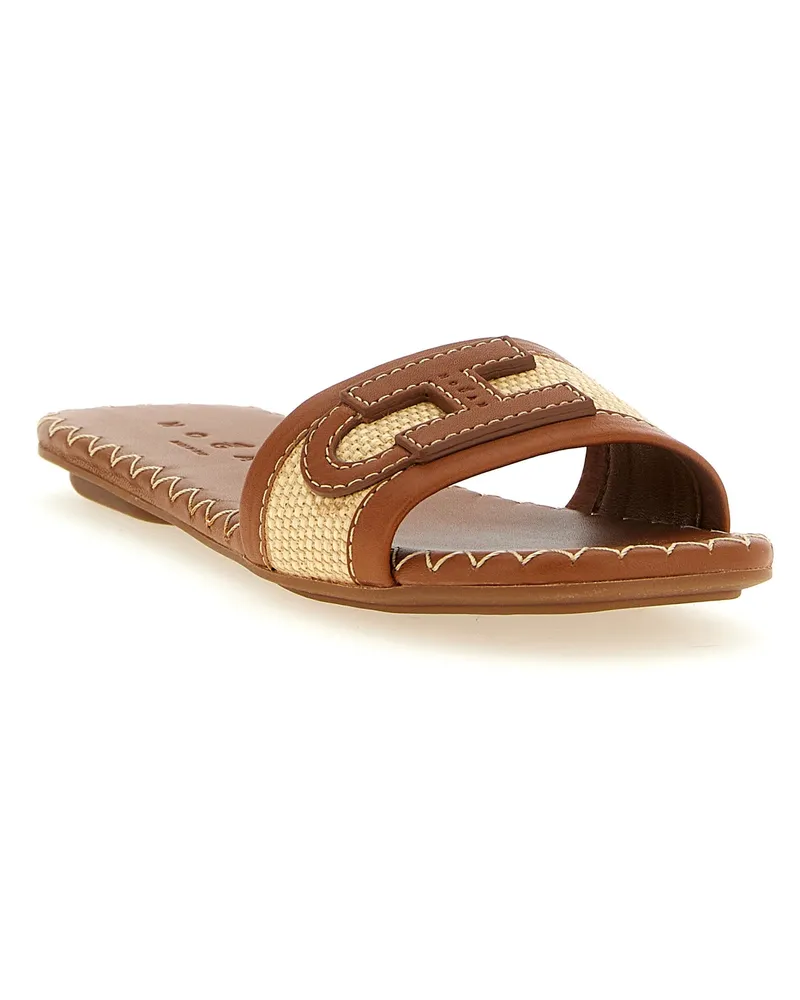 Hogan Women's Brown Cotton Slides Shoe Brown