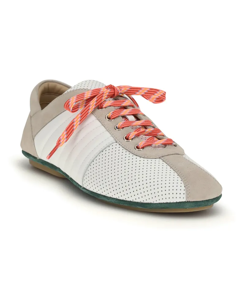 Valentino Garavani Men's Sneakers Perforated Calf Leather White-White-Rock Beige-Green Briar-Emerald Trainers White/white/rock Beige/green Briar/emerald White