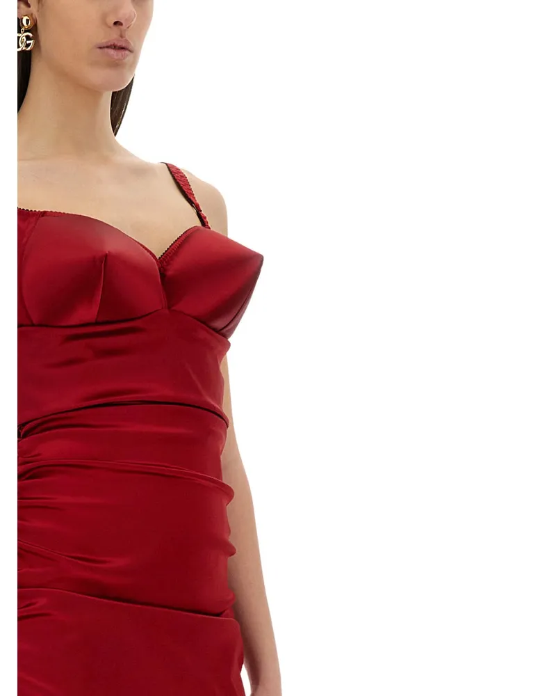 Dolce & Gabbana Cone Cup Longuette Dress — Red Red