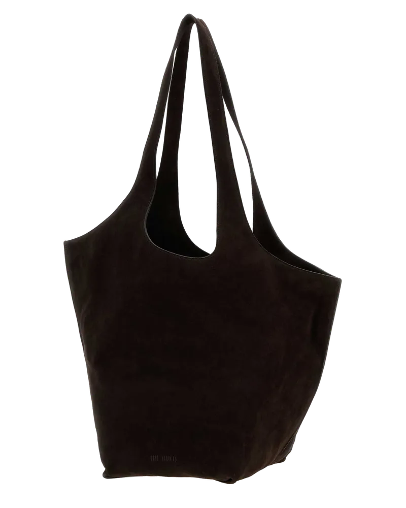 ATTICO Women's Dark Brown Suede Large Le Scoop Shopping Bag Darkbrown Exterior: Borse A Mano Brown