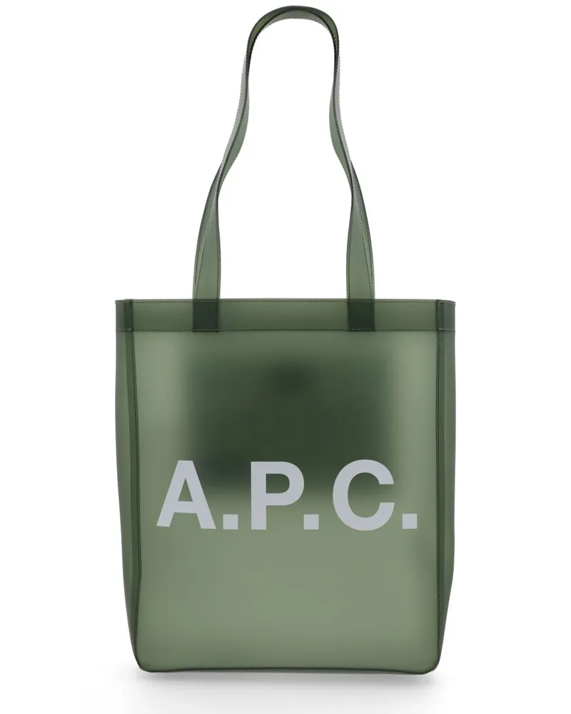 A.P.C. Thermoplastic Polyurethane Tote Bag — Green Green