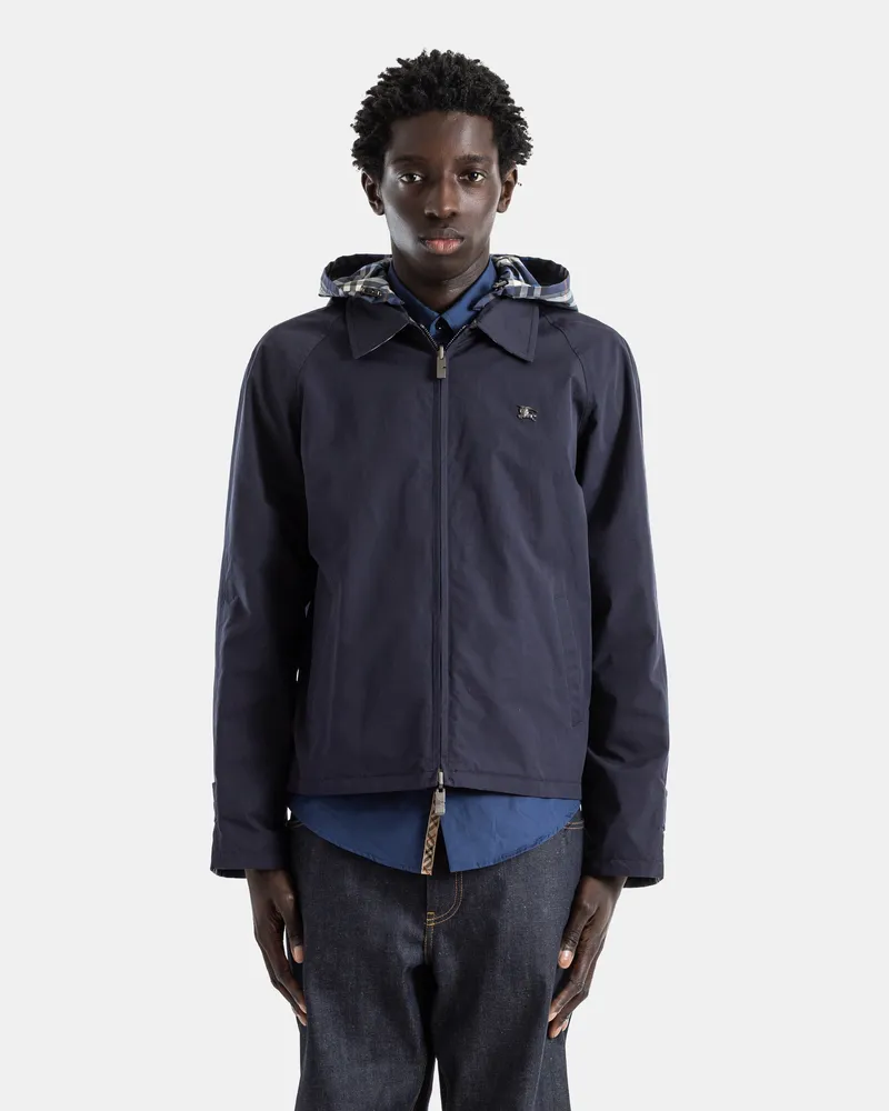Burberry Men's Reversible Check Cotton Twill Navy Hodson Jacket Blue Navy