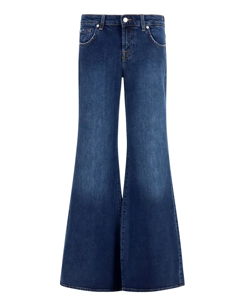 7 for all mankind Women's Jeans Low-Rise Flared Indiglow Cotton Blue