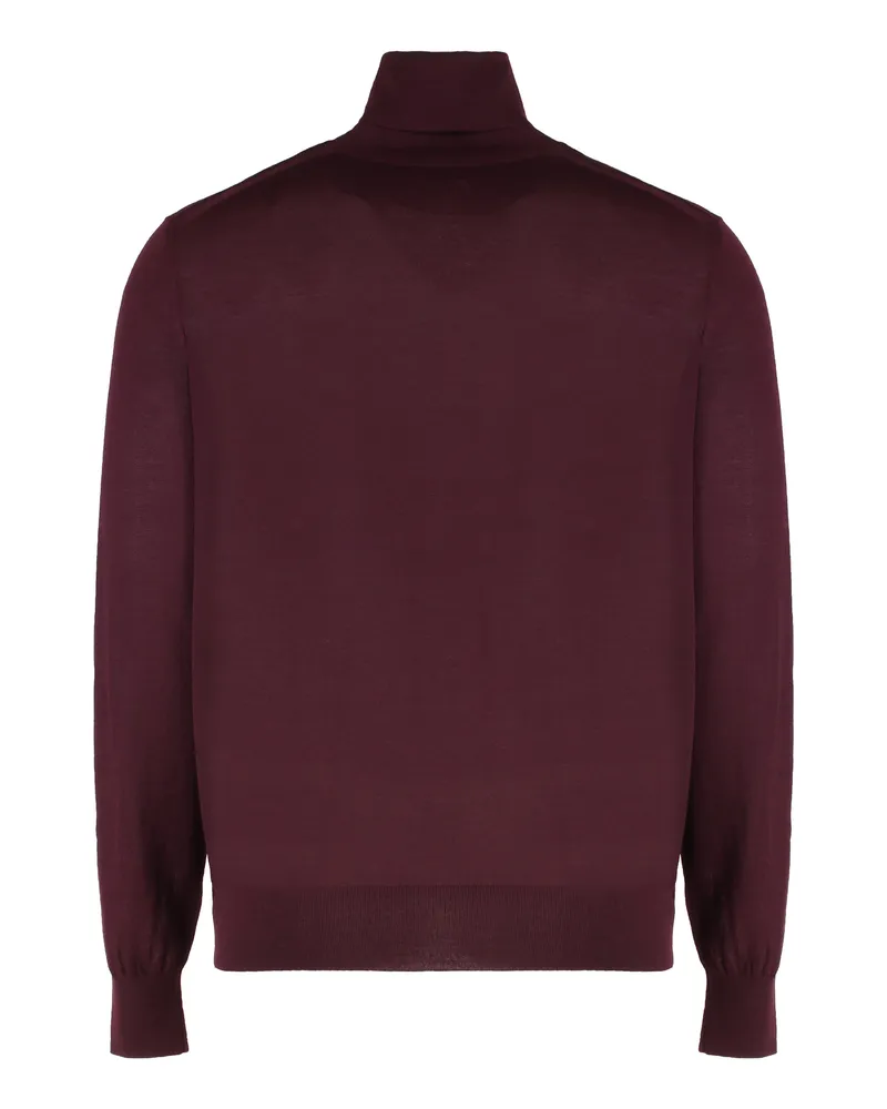 Saint Laurent Men's Burgundy Wool Turtleneck Sweater Burgundy