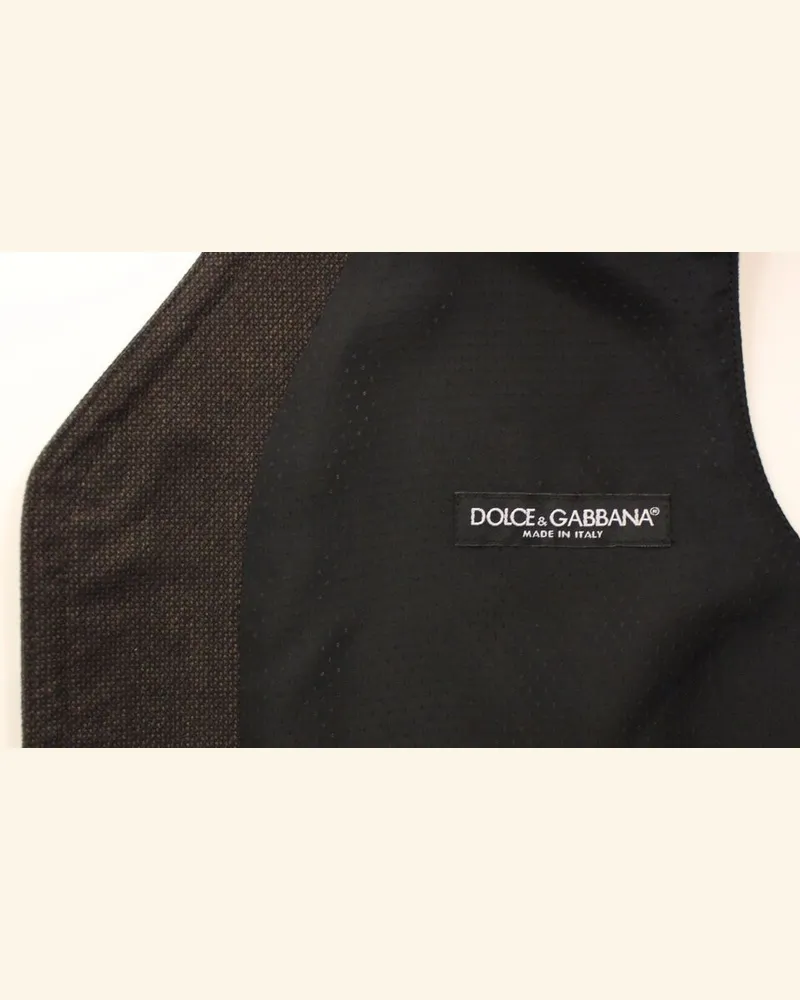 Dolce & Gabbana Men Brown Cotton Blend Dress Vest Gilet Brown