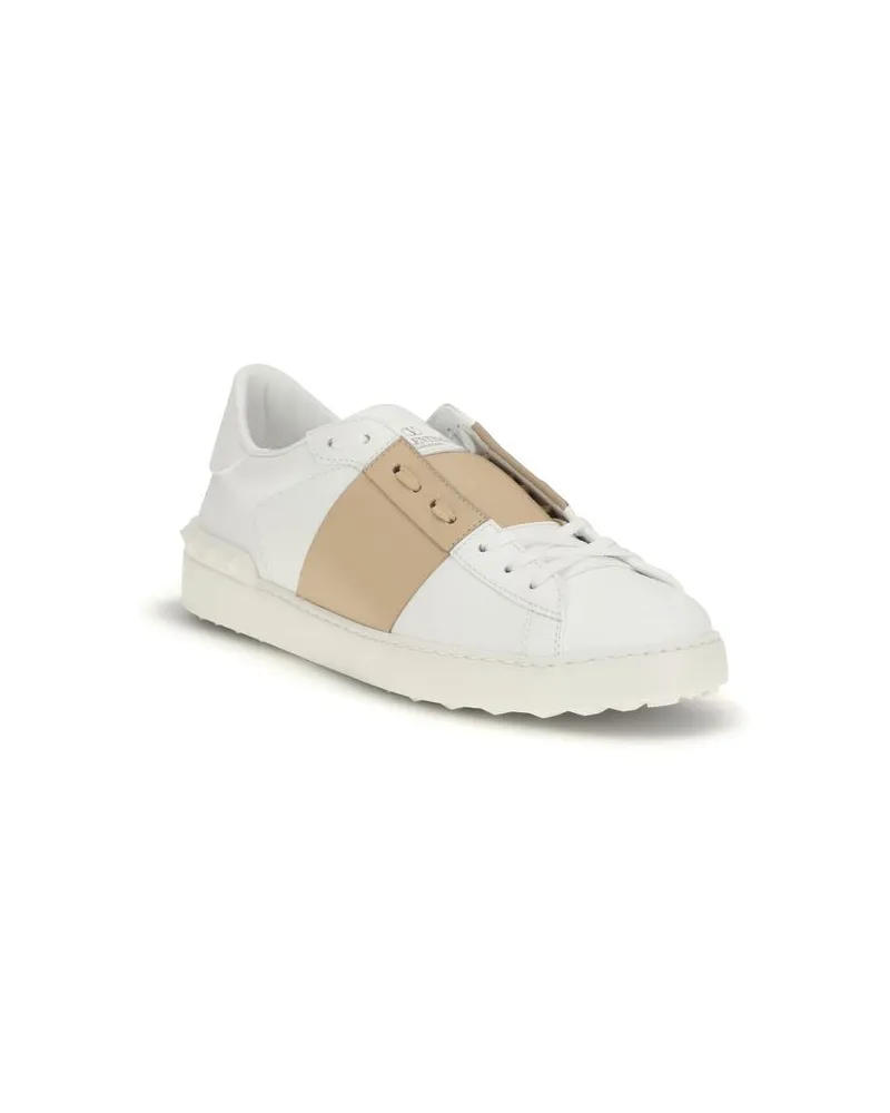 Valentino Garavani Men's White Calf Leather Bos Taurus Low Top Sneakers White