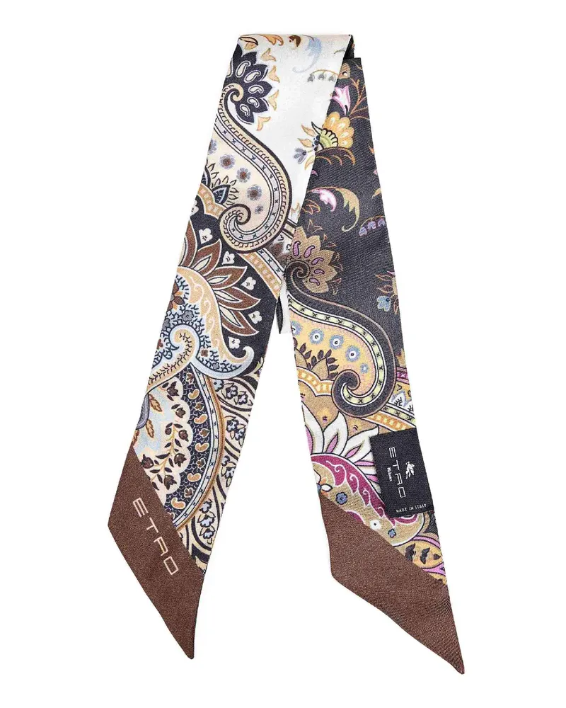 Etro Women's Silk Twill Scarf Multicolour Paisley Scarfs Multicolor